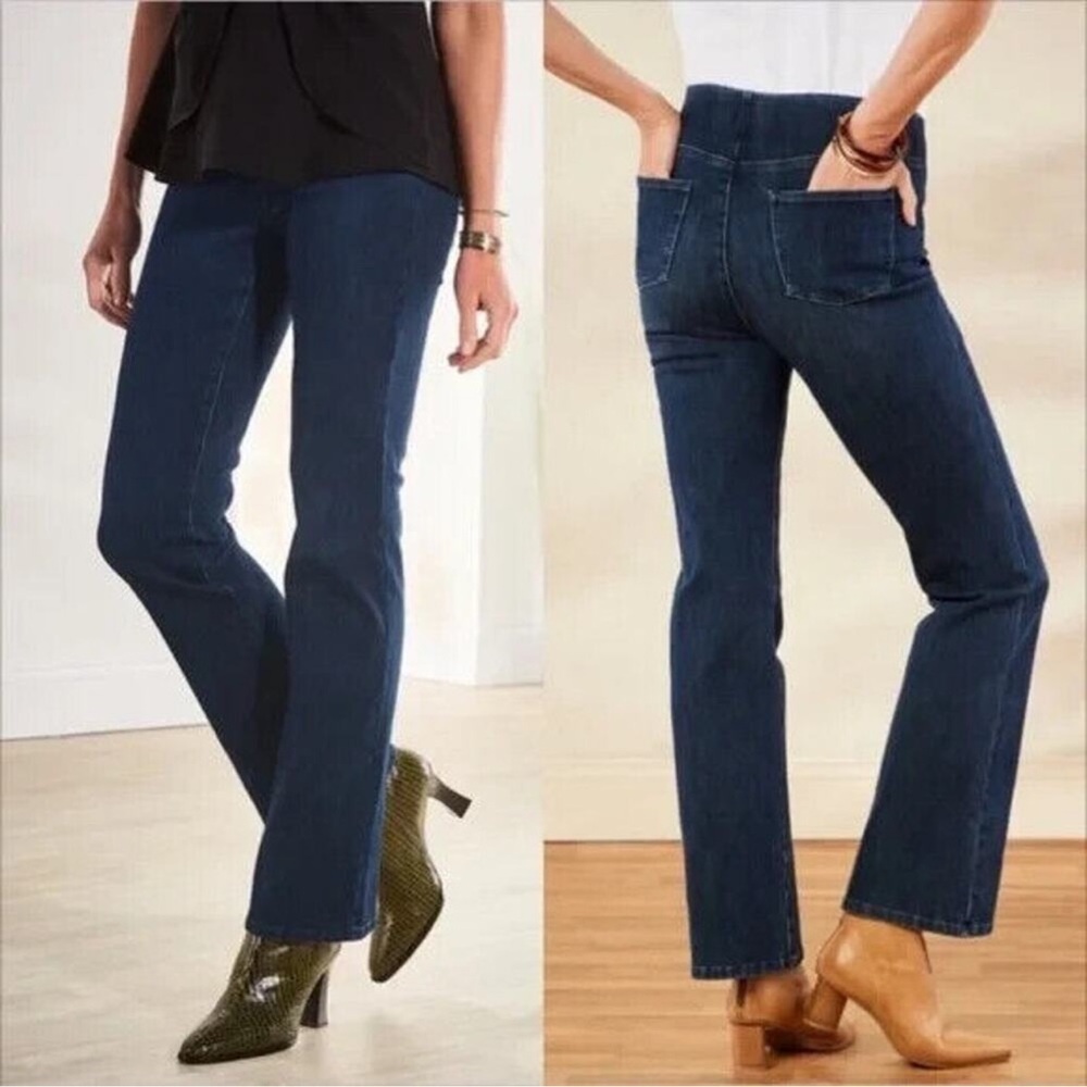 NWT Soft Surroundings Ultimate Pull On Jeans Bootcut Dark Wash 2X 22W Stretch